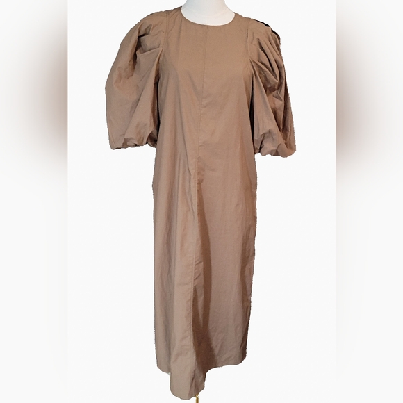 H&M Brown‎ RETRO 2020 DRESS WITH BALLOON SLEEVE - Picture 4 of 9